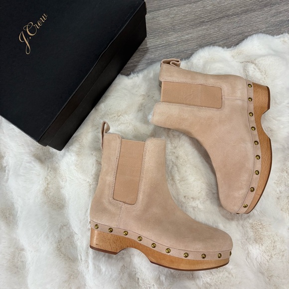 J. Crew suede Chelsea faux fur lined studded clog boots im suede - 7.5 - Picture 2 of 9